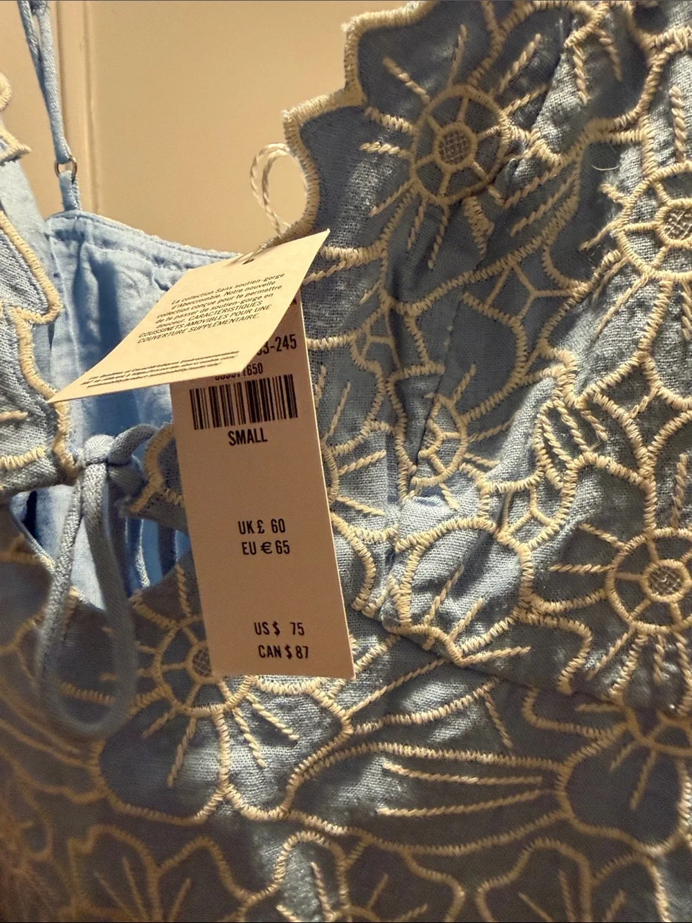 Abercrombie & Fitch Set: Blue Mini Skirt with Cream Floral Lace and matching top